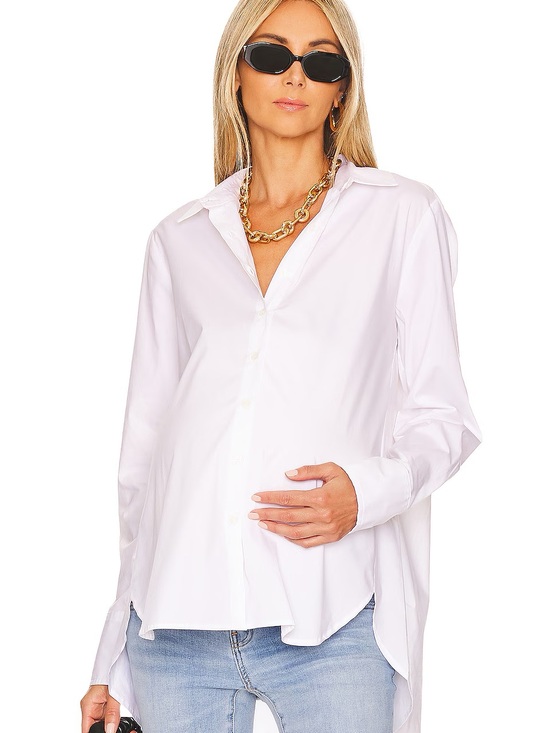 Hatch Tops - HATCH • The Classic Button Down Maternity Shirt in White - 0 XS